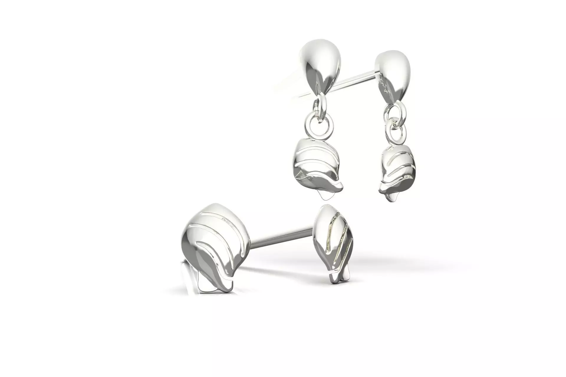 Ocenic Animal Stud and Dangling Earring Pack - Conch Shell 3D print model_12