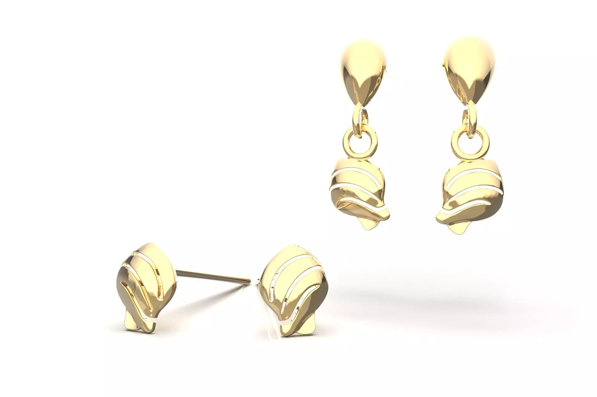Ocenic Animal Stud and Dangling Earring Pack - Conch Shell 3D print model_0