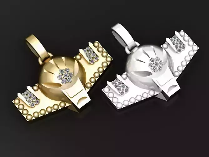 3D GOLD FACES PLANE PENDANT 