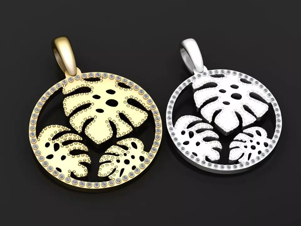 3D GOLD ROUND LEAVES PENDANT 3D print model