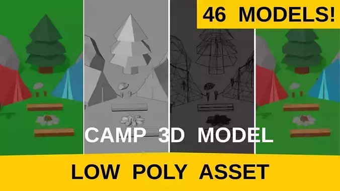 Stylized Camp 3D Model - Low Poly Game Asset Pack