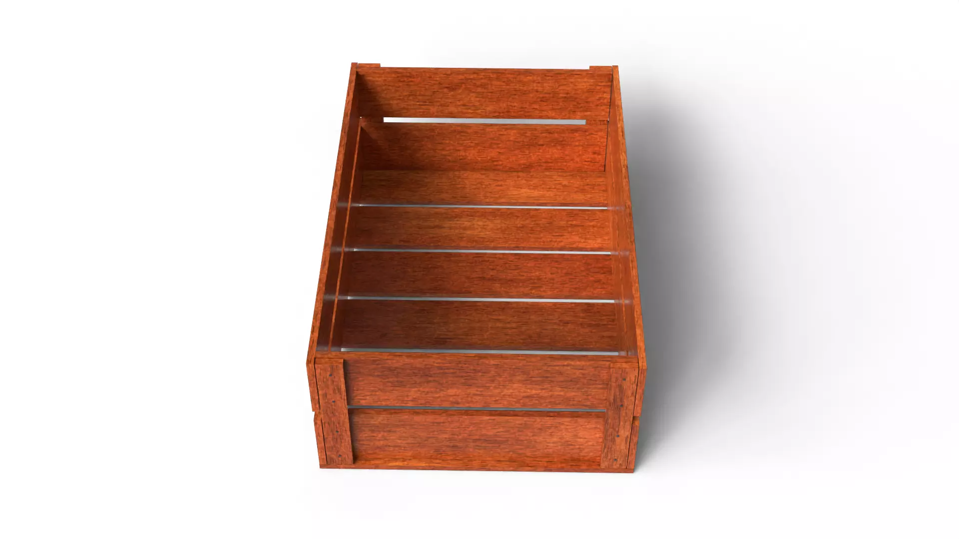 Open Wooden Crate Low-poly 3D model_3
