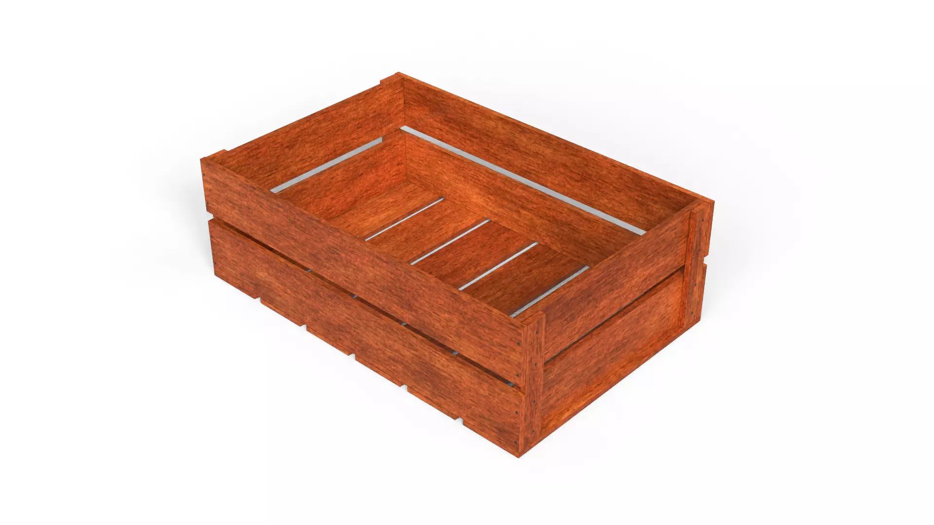 Open Wooden Crate Low-poly 3D model_0