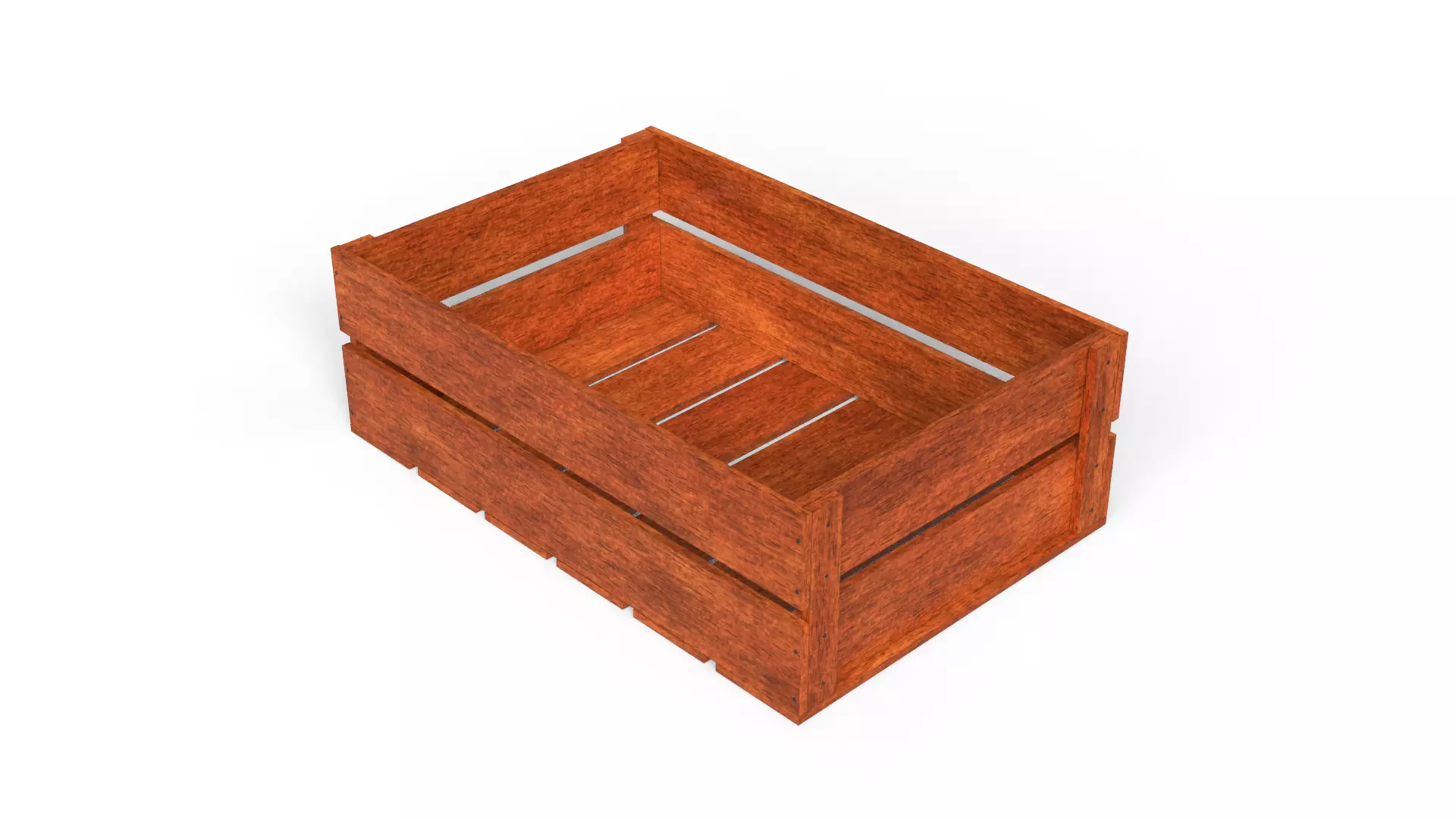 Open Wooden Crate Low-poly 3D model_2