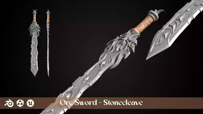 Stylized Orc Sword - Stonecleave - Game Ready