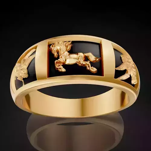 horse pegasus ring silver gold jewelry printable 3d model