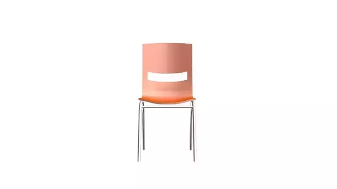 Chair with orange seat and metal legs