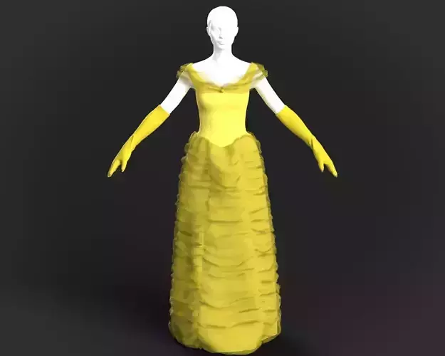 Stylish Designer Women Ball Gown 3D model