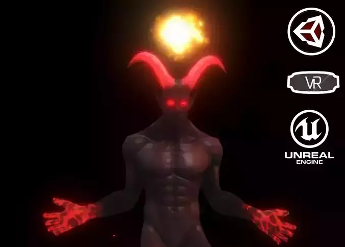 Dark Demon King Low-poly 3D model
