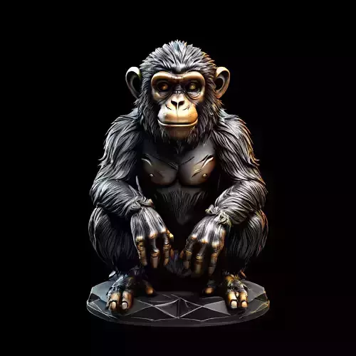 Realistic Seated Chimpanzee Figurine Low-poly 3D model