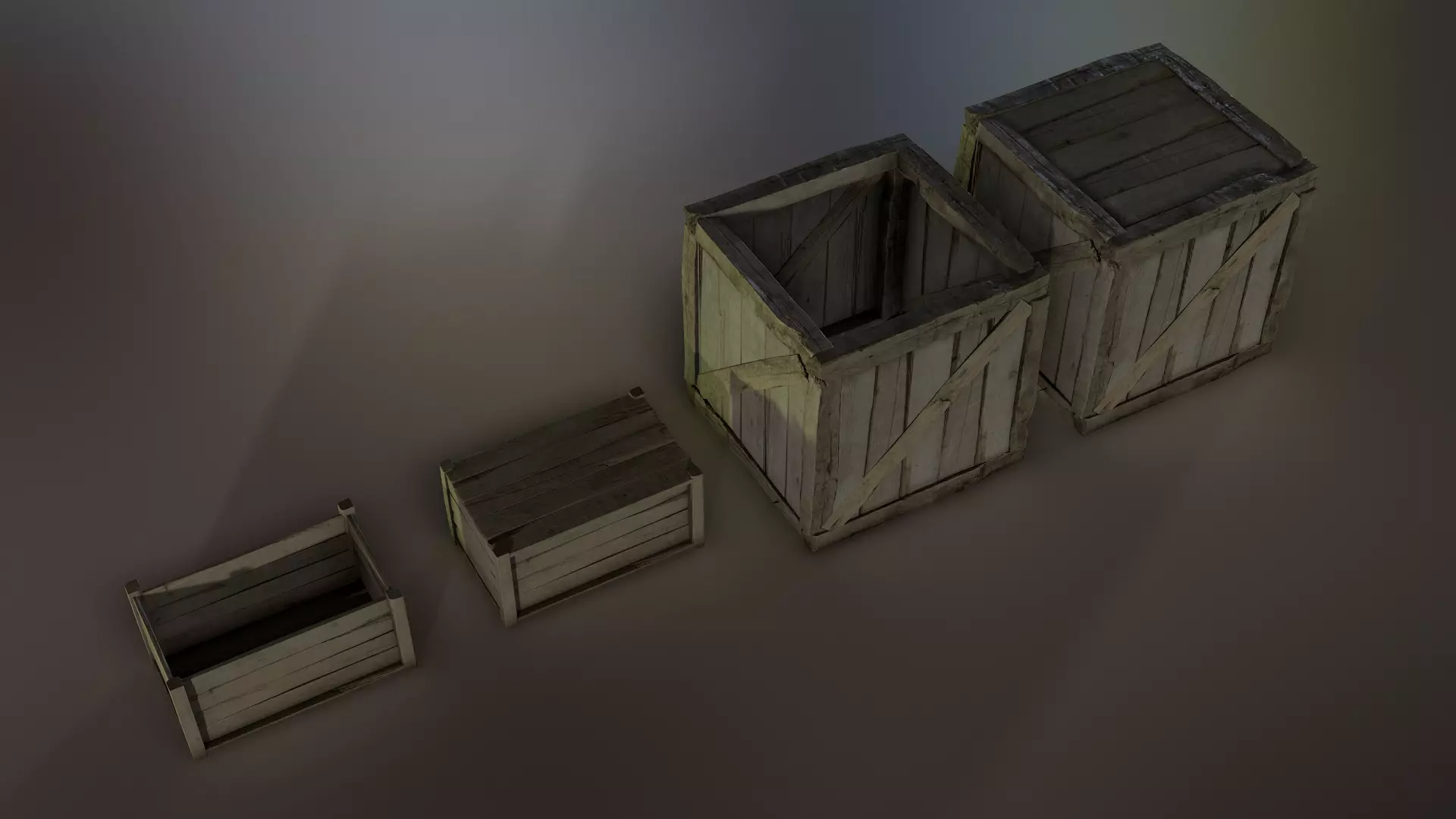Wooden Crates Low-poly 3D model_3