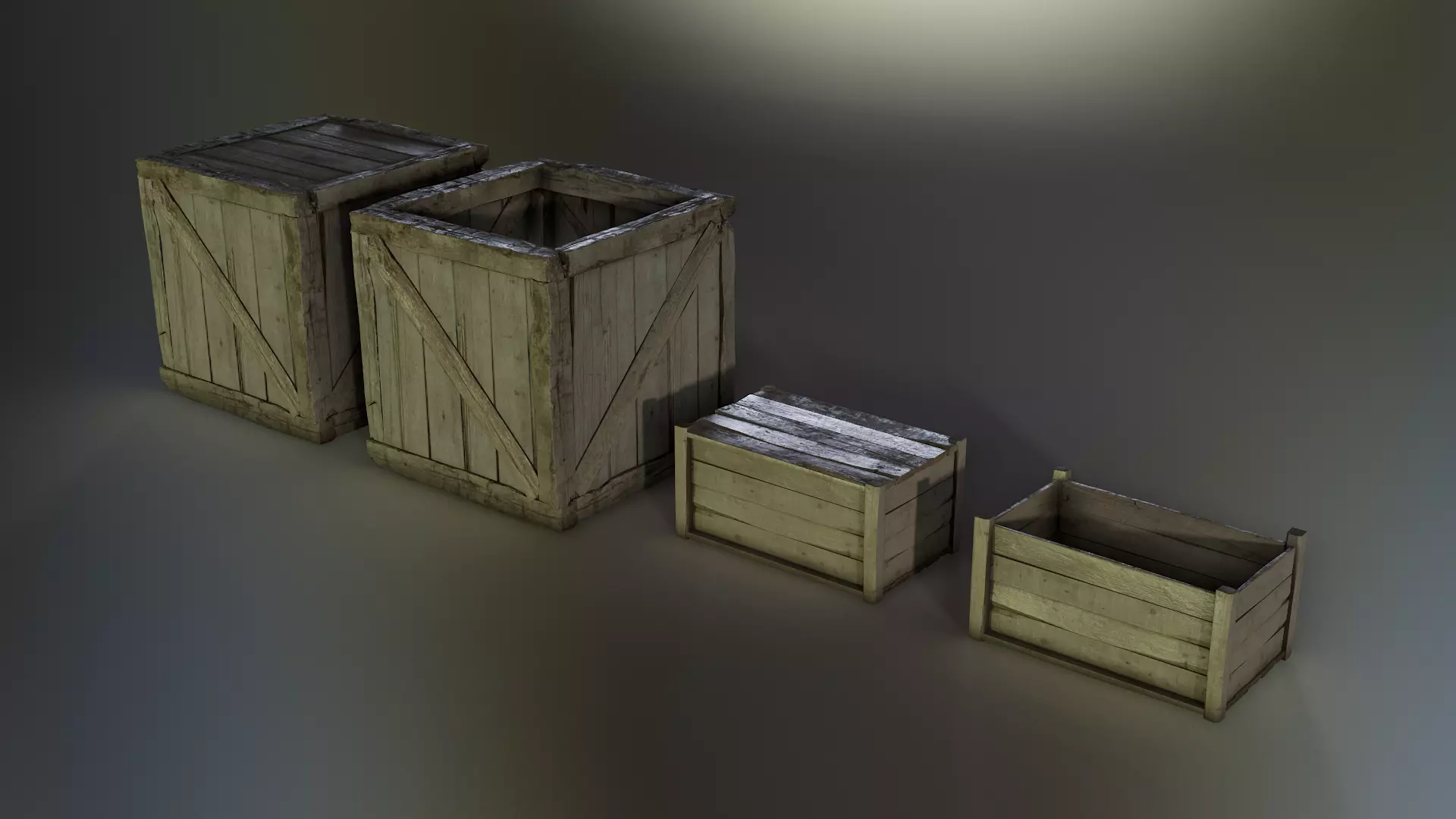 Wooden Crates Low-poly 3D model_0