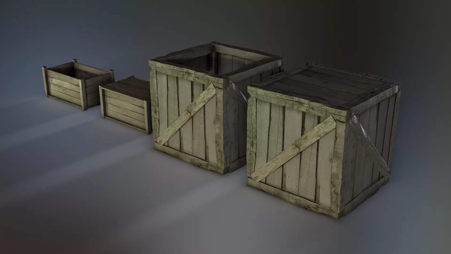 Wooden Crates Low-poly 3D model_1