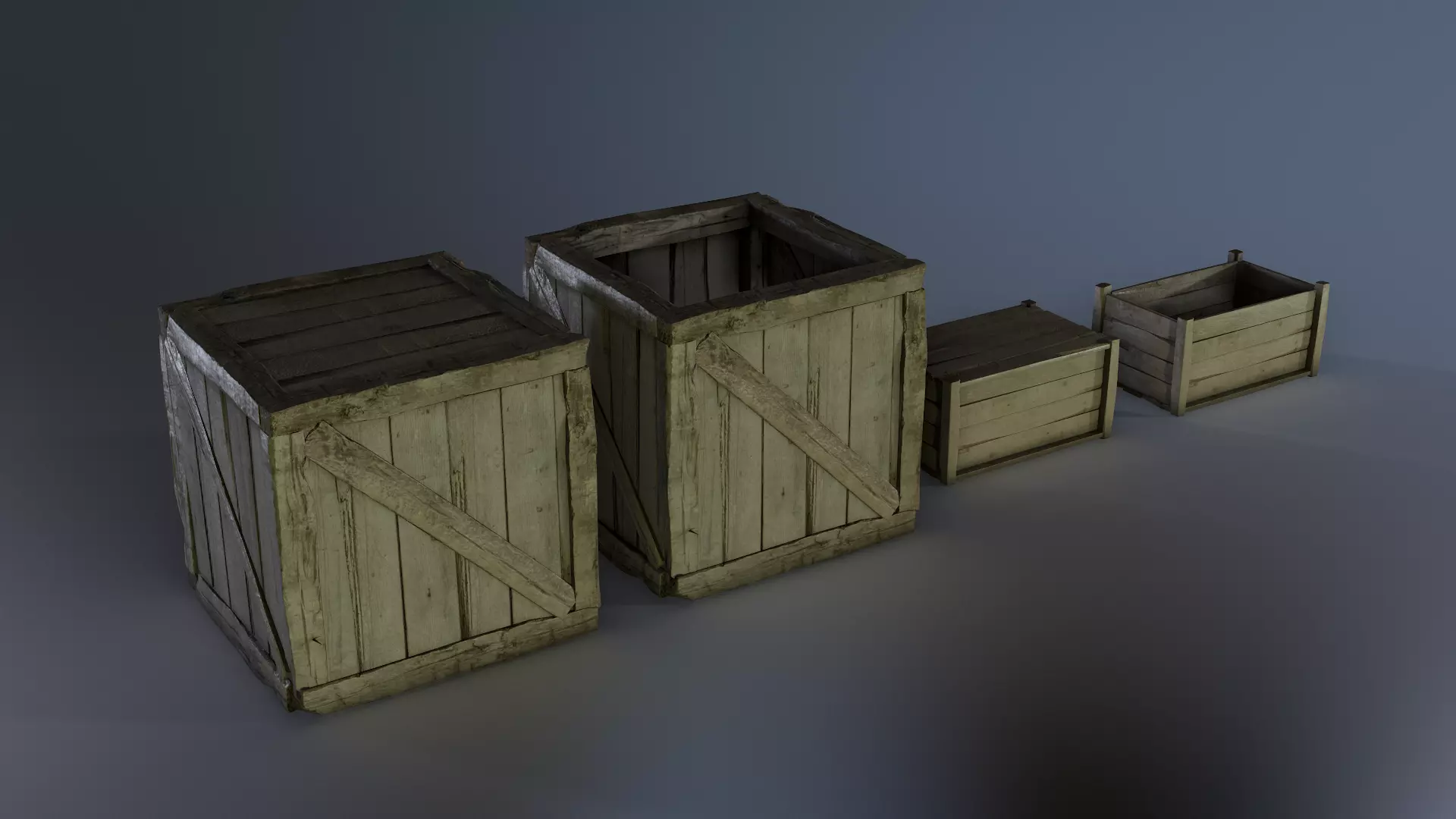 Wooden Crates Low-poly 3D model_2