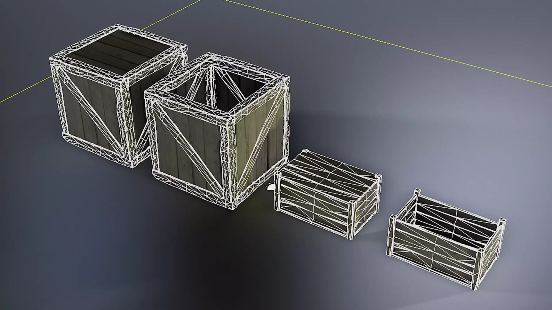 Wooden Crates Low-poly 3D model_4