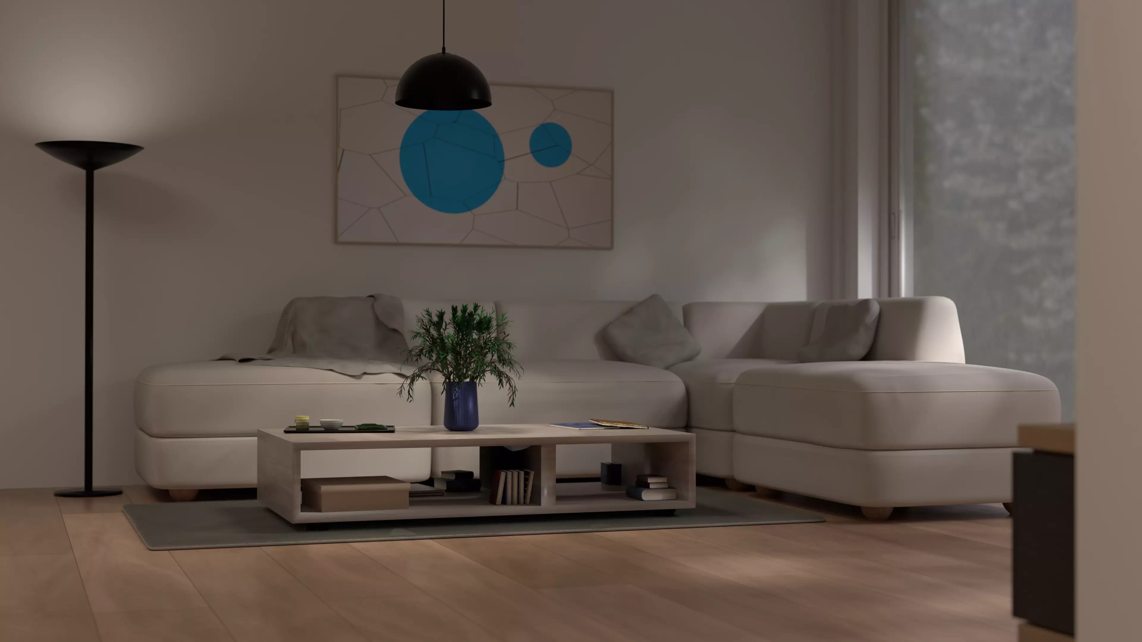 Scandinavian modern living room and Assets library 3D model