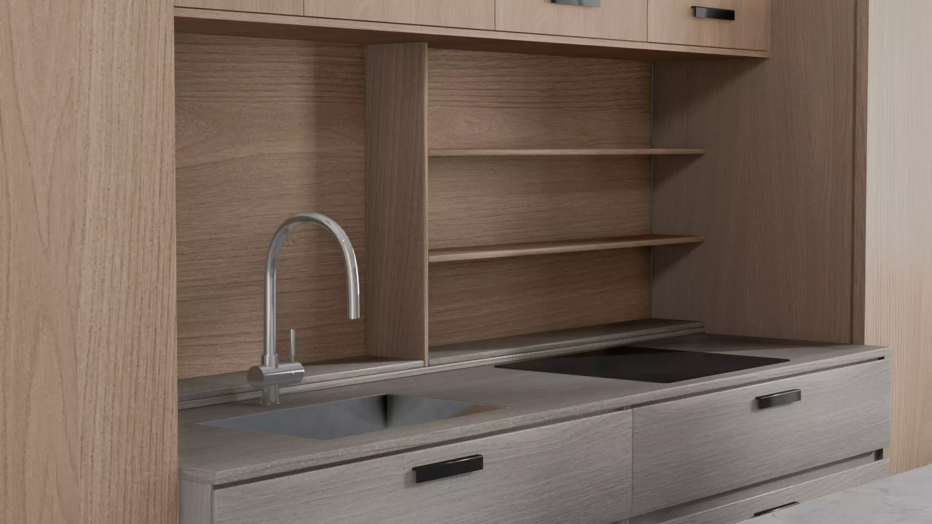 Modular kitchen  2 Low-poly 3D model_1