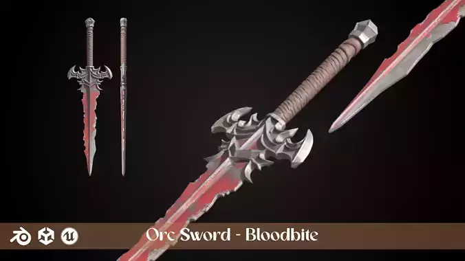 Stylized Orc Sword - Bloodbite - Game Ready
