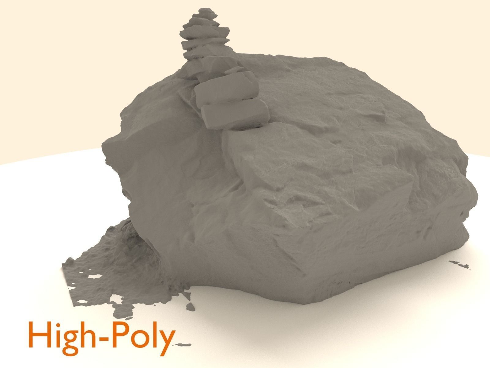 Scanned Sharp Dark Marking-Stone Low-poly 3D model_1