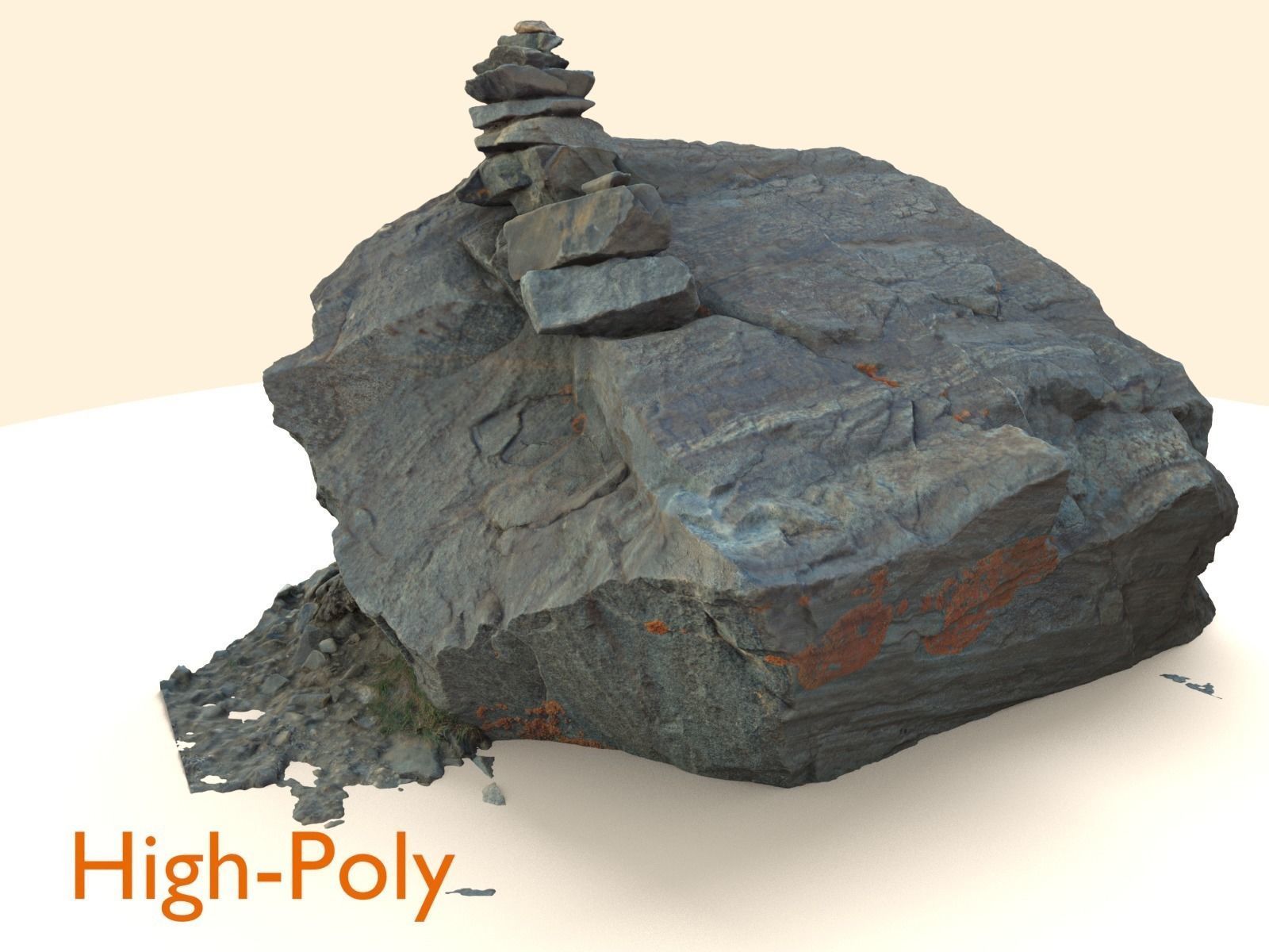 Scanned Sharp Dark Marking-Stone Low-poly 3D model_0
