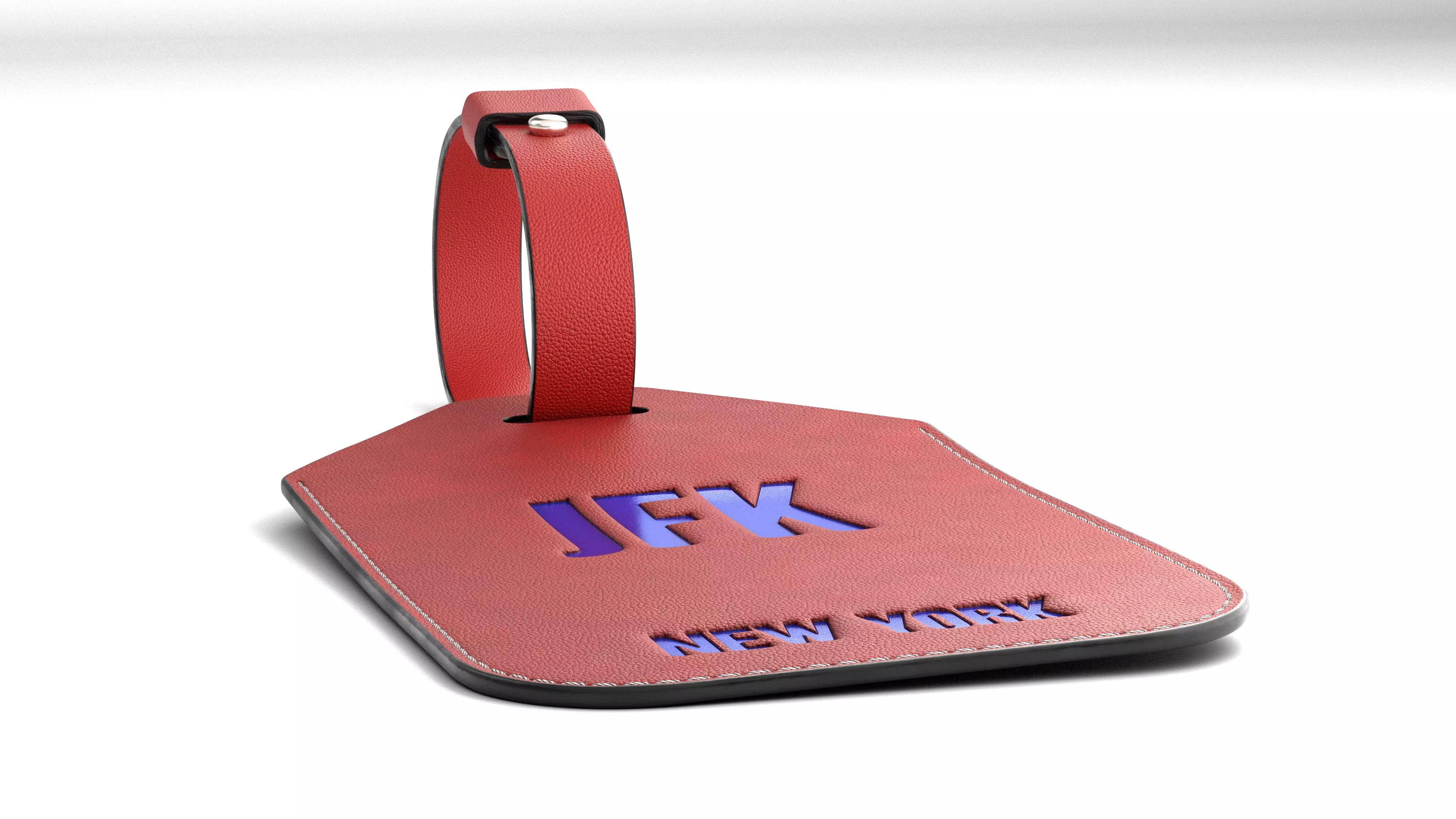 Leather luggage tag 3D model_30