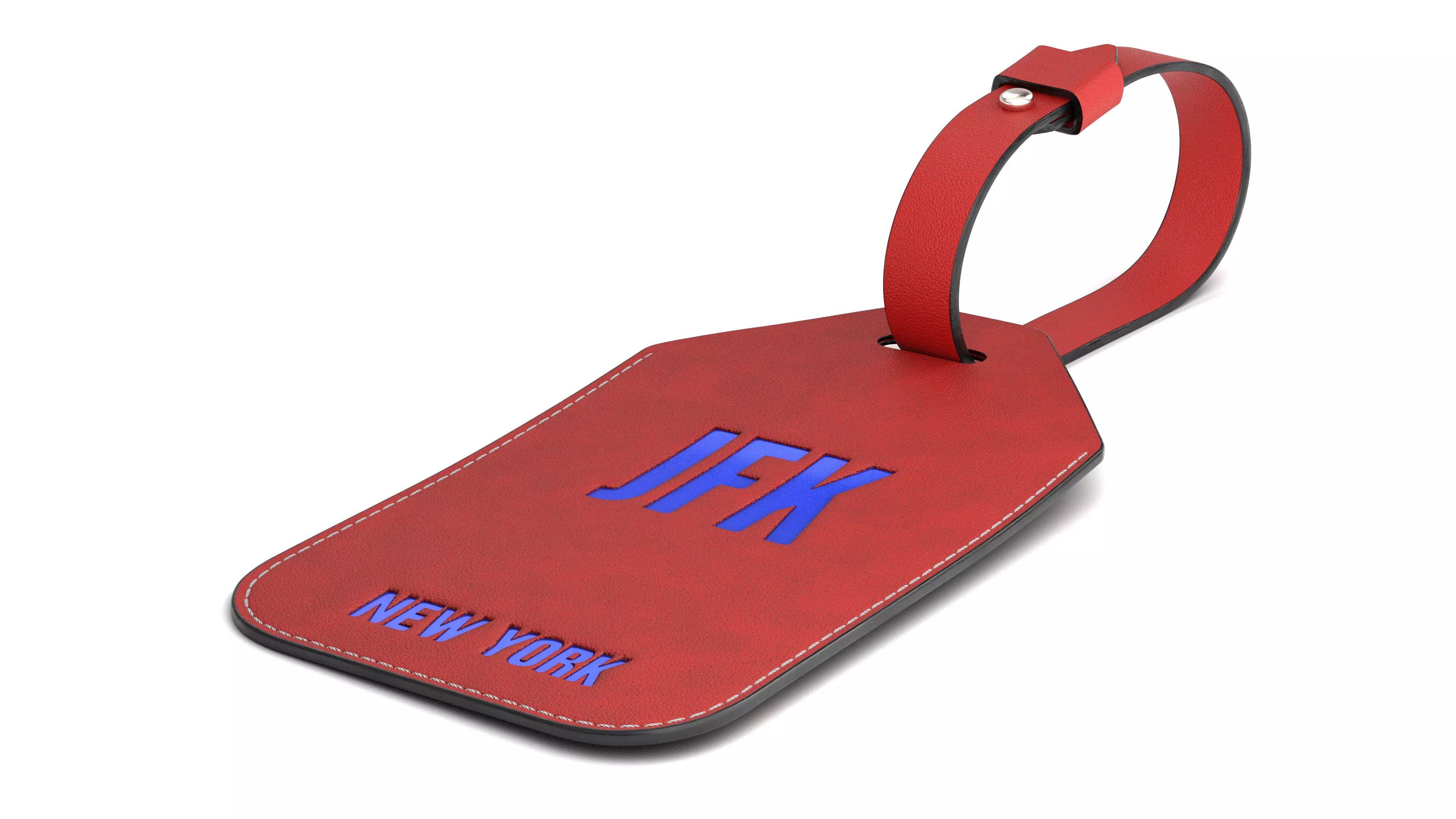 Leather luggage tag 3D model_29