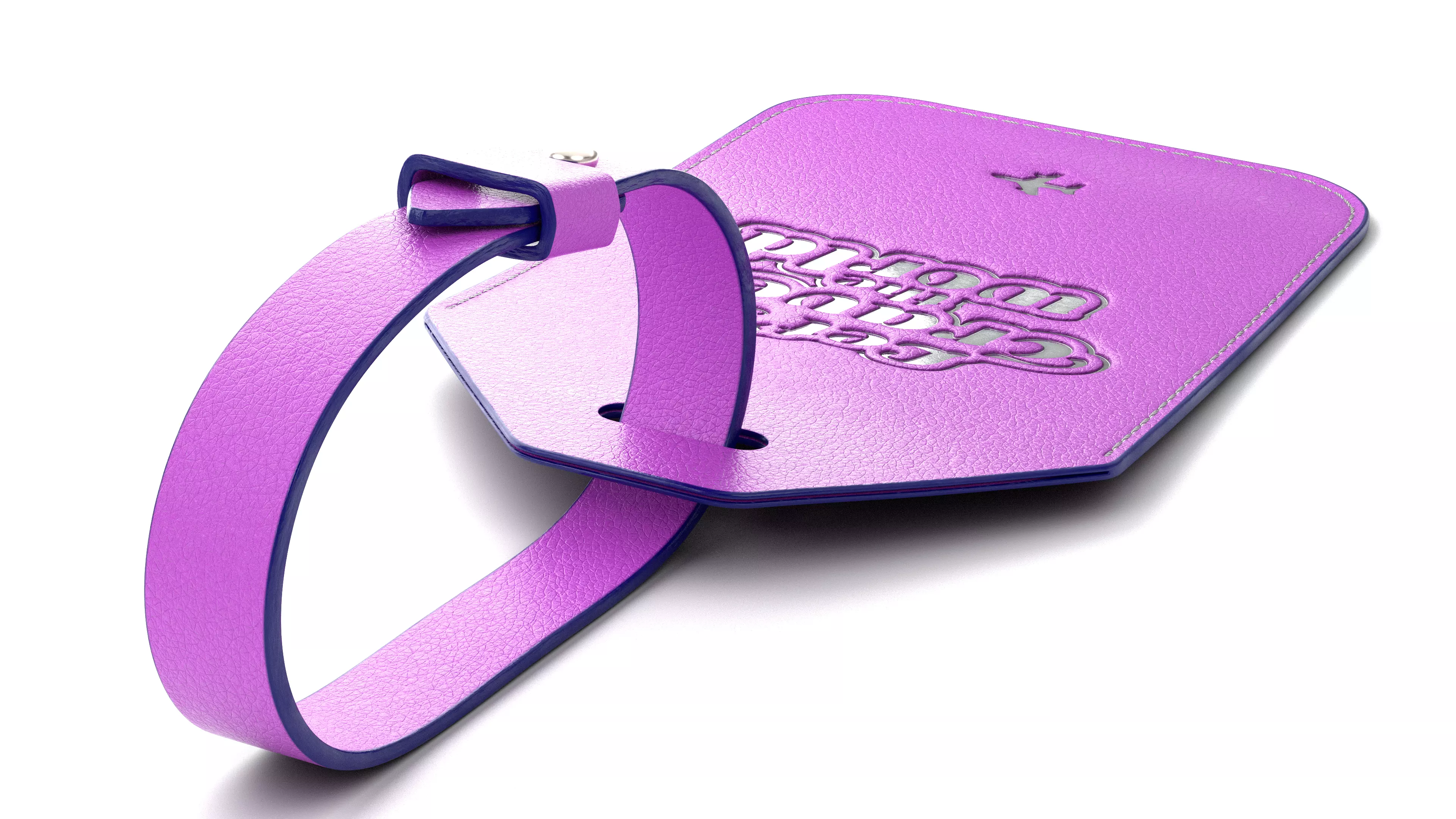 Leather luggage tag 3D model_25