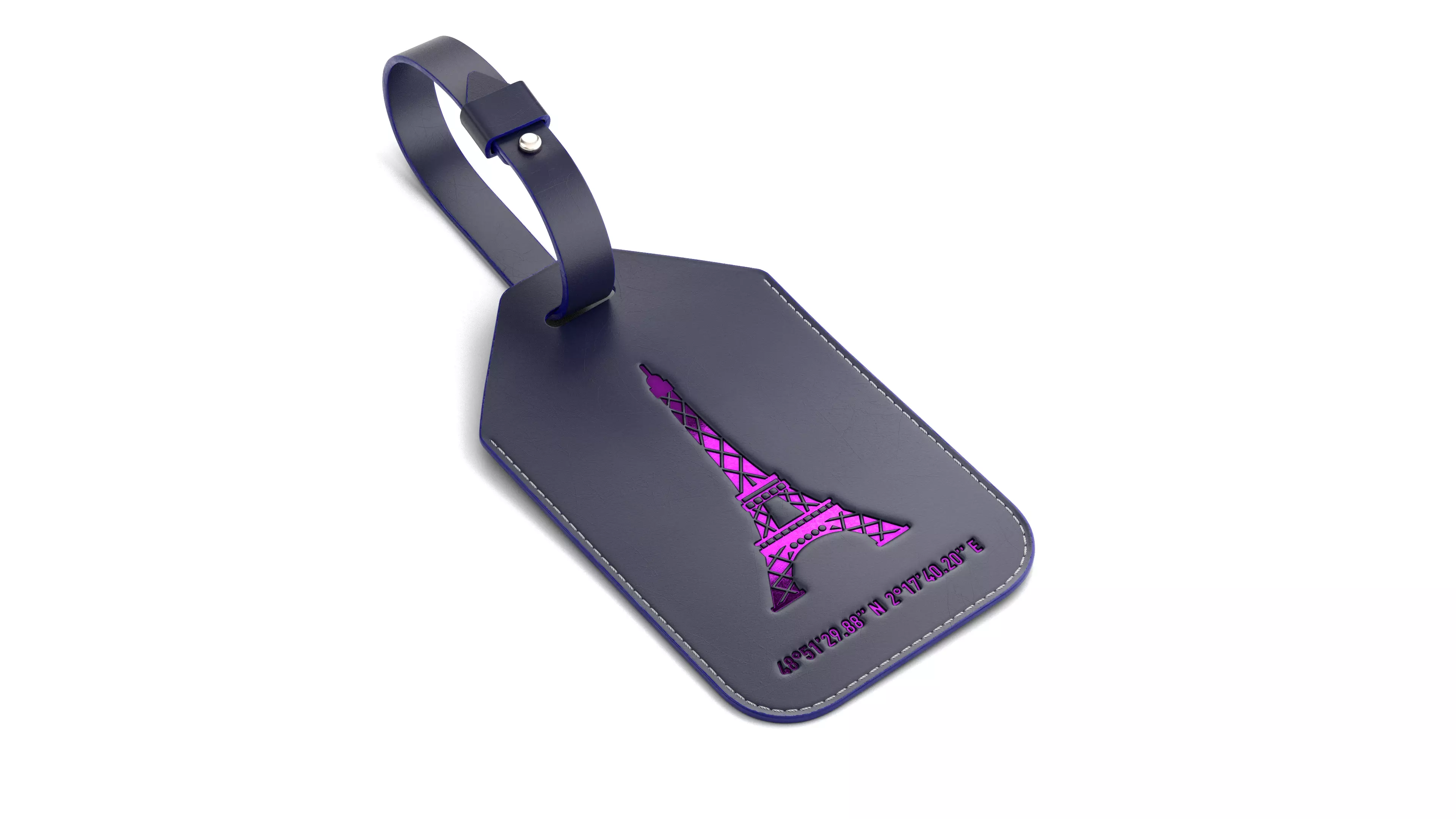 Leather luggage tag 3D model_0