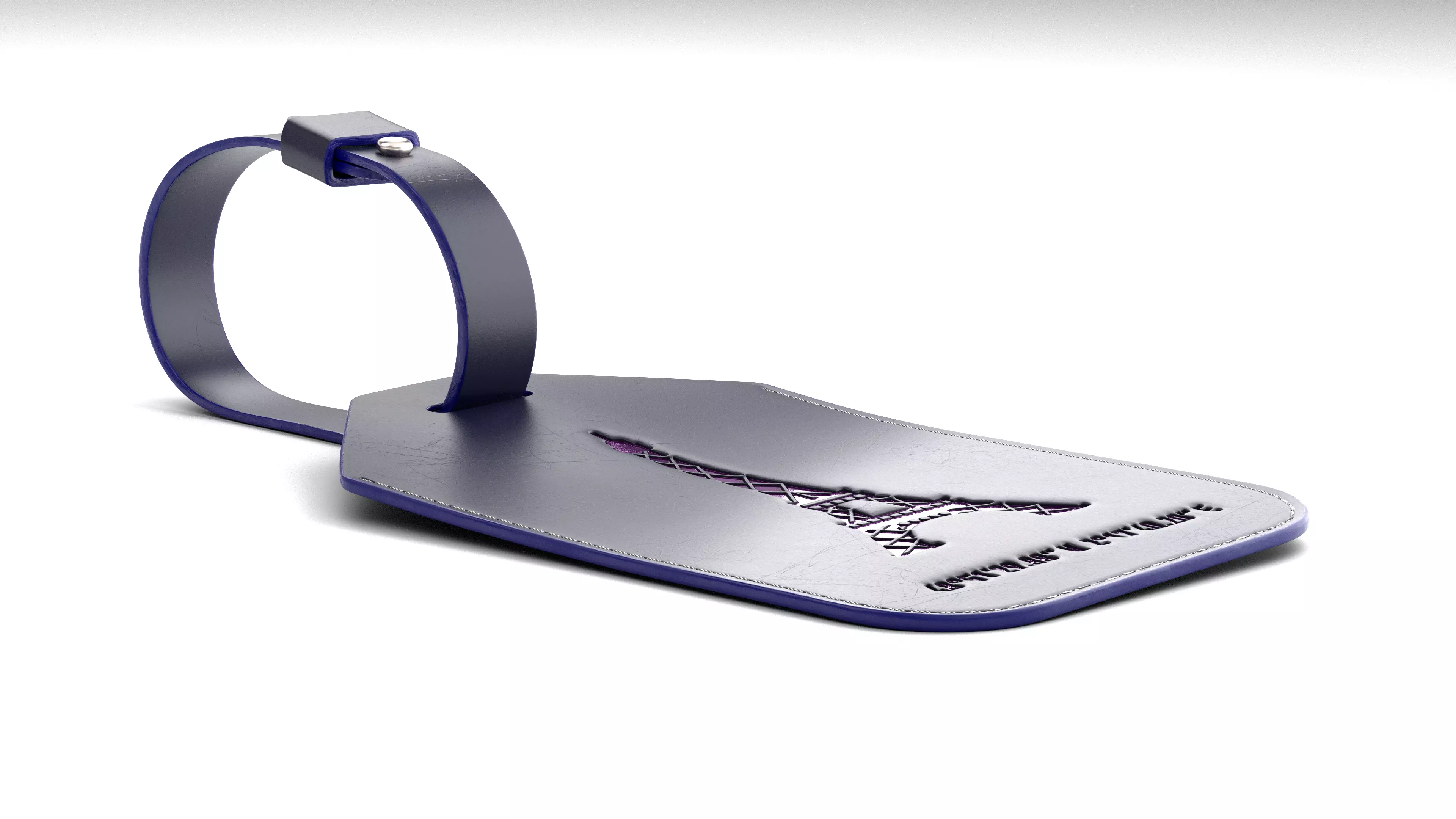 Leather luggage tag 3D model_3