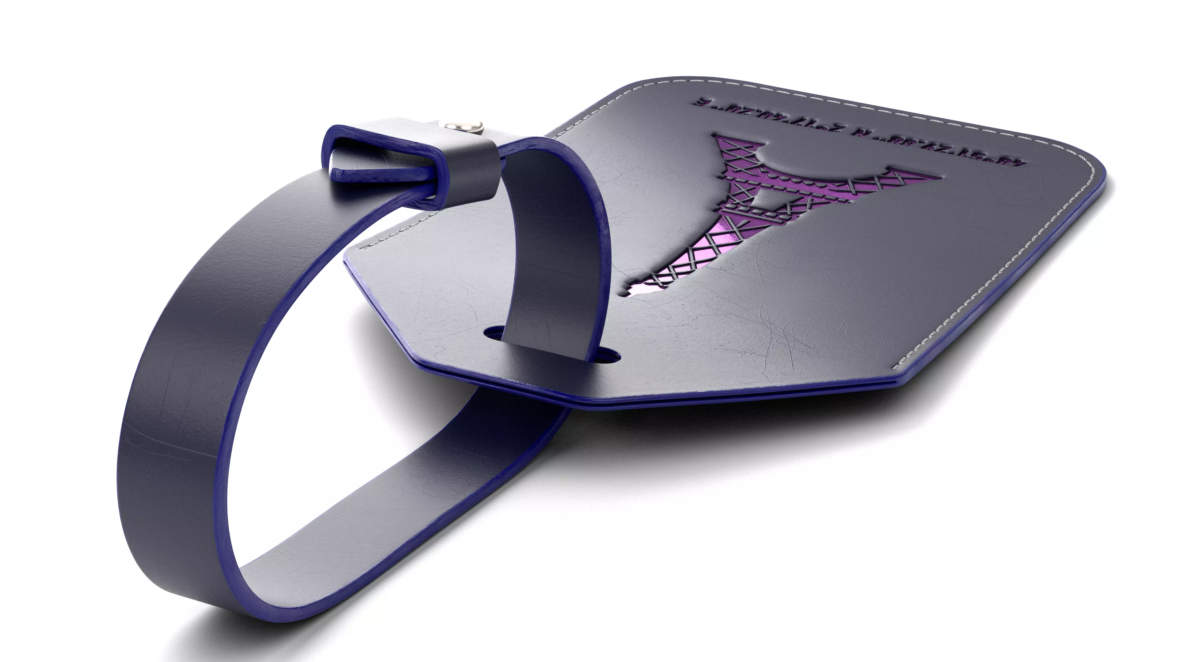 Leather luggage tag 3D model_1