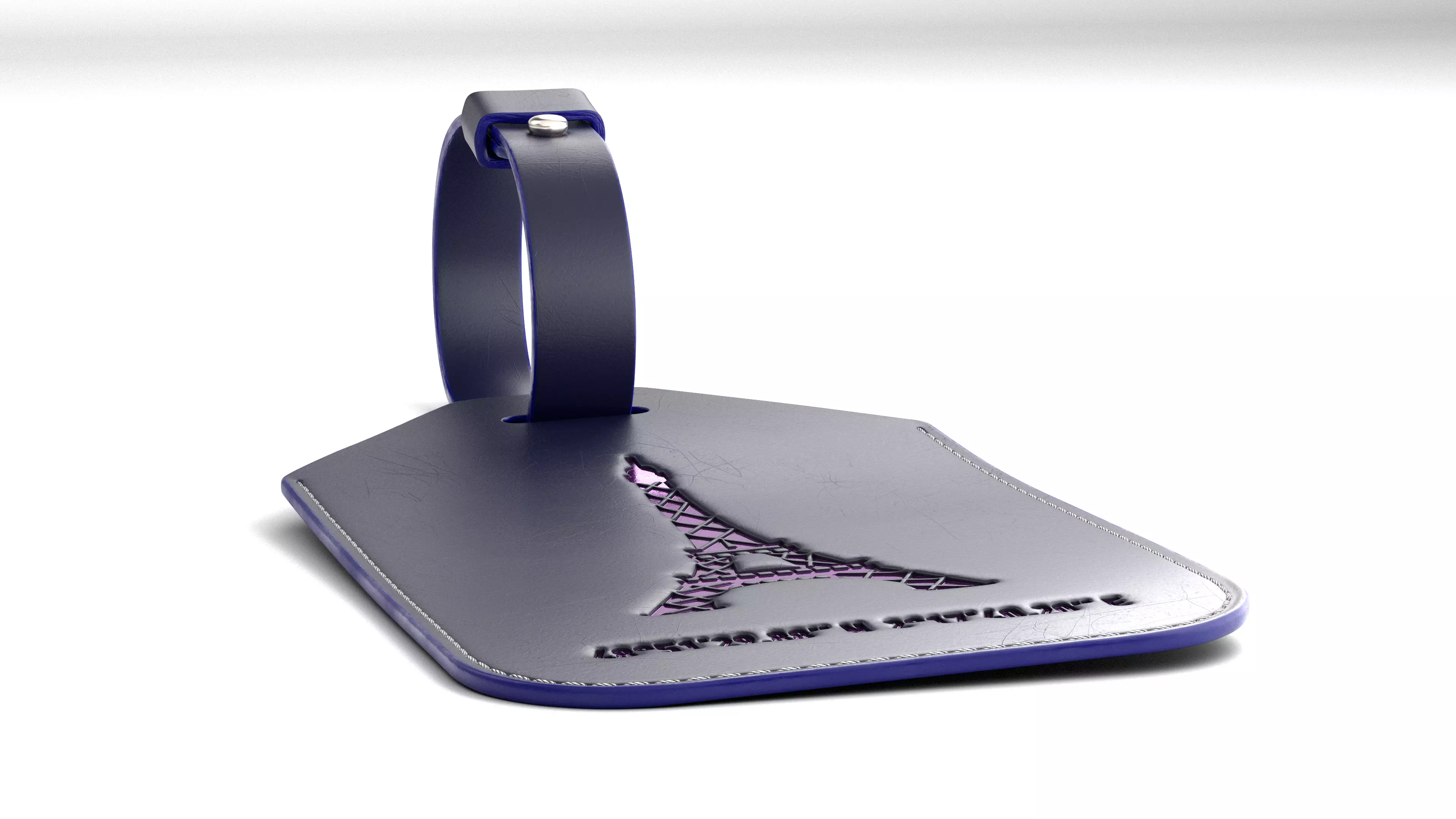 Leather luggage tag 3D model_4