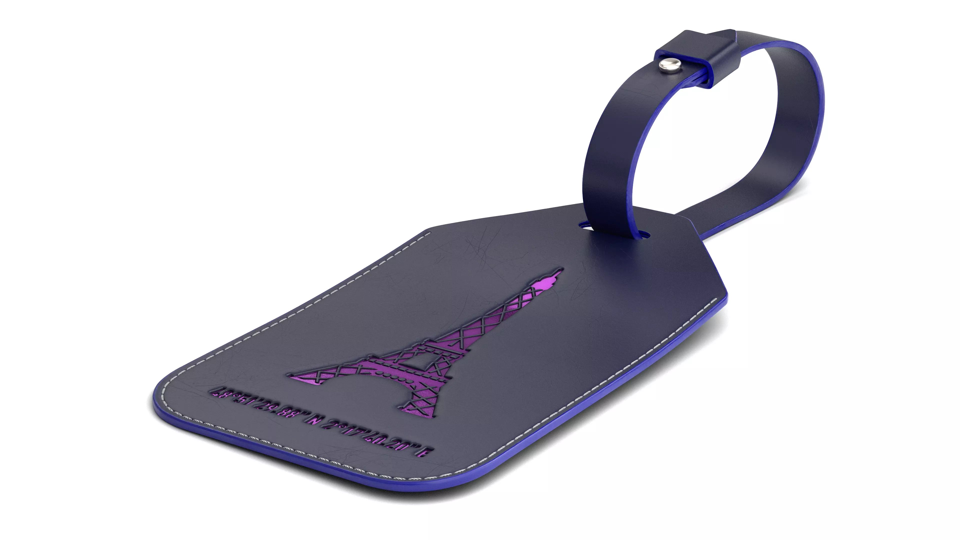 Leather luggage tag 3D model_6