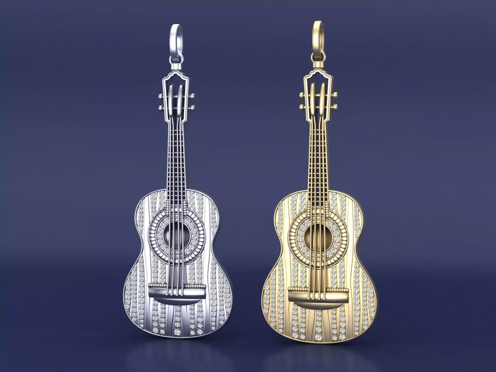 Guitar Pendant Diamond Necklace 3D CAD Design 3D print model