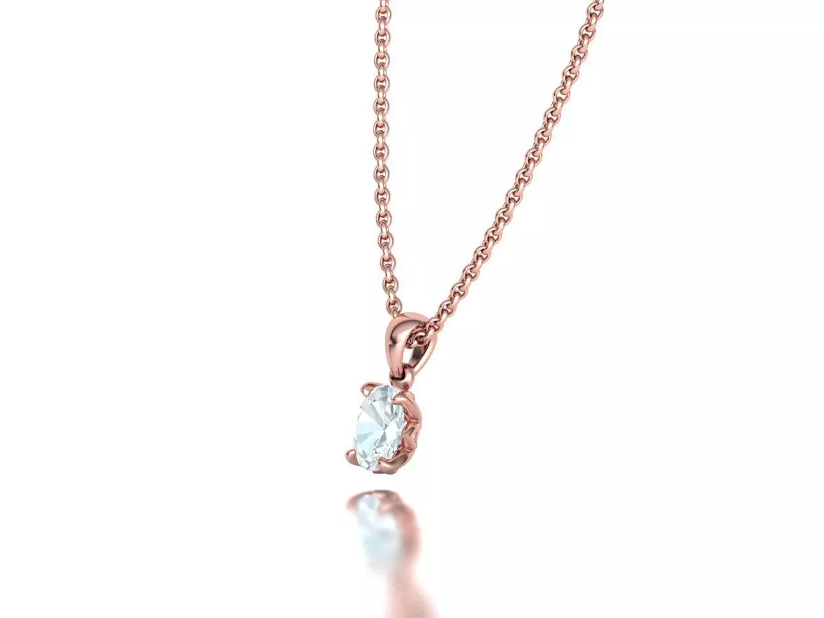 8x6 Oval Stone Pendant 1ct Oval Gem Delicate Necklace 3D print model_25