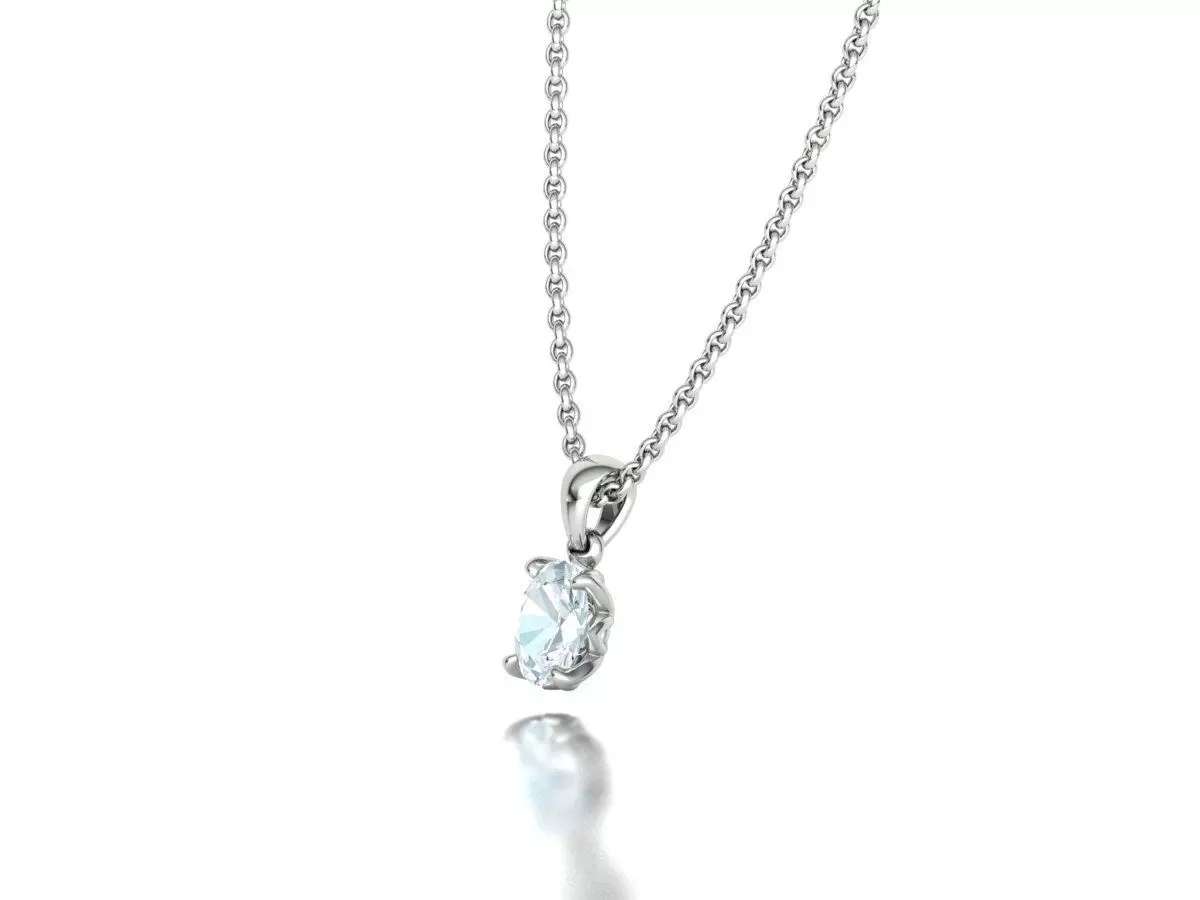 8x6 Oval Stone Pendant 1ct Oval Gem Delicate Necklace 3D print model_27