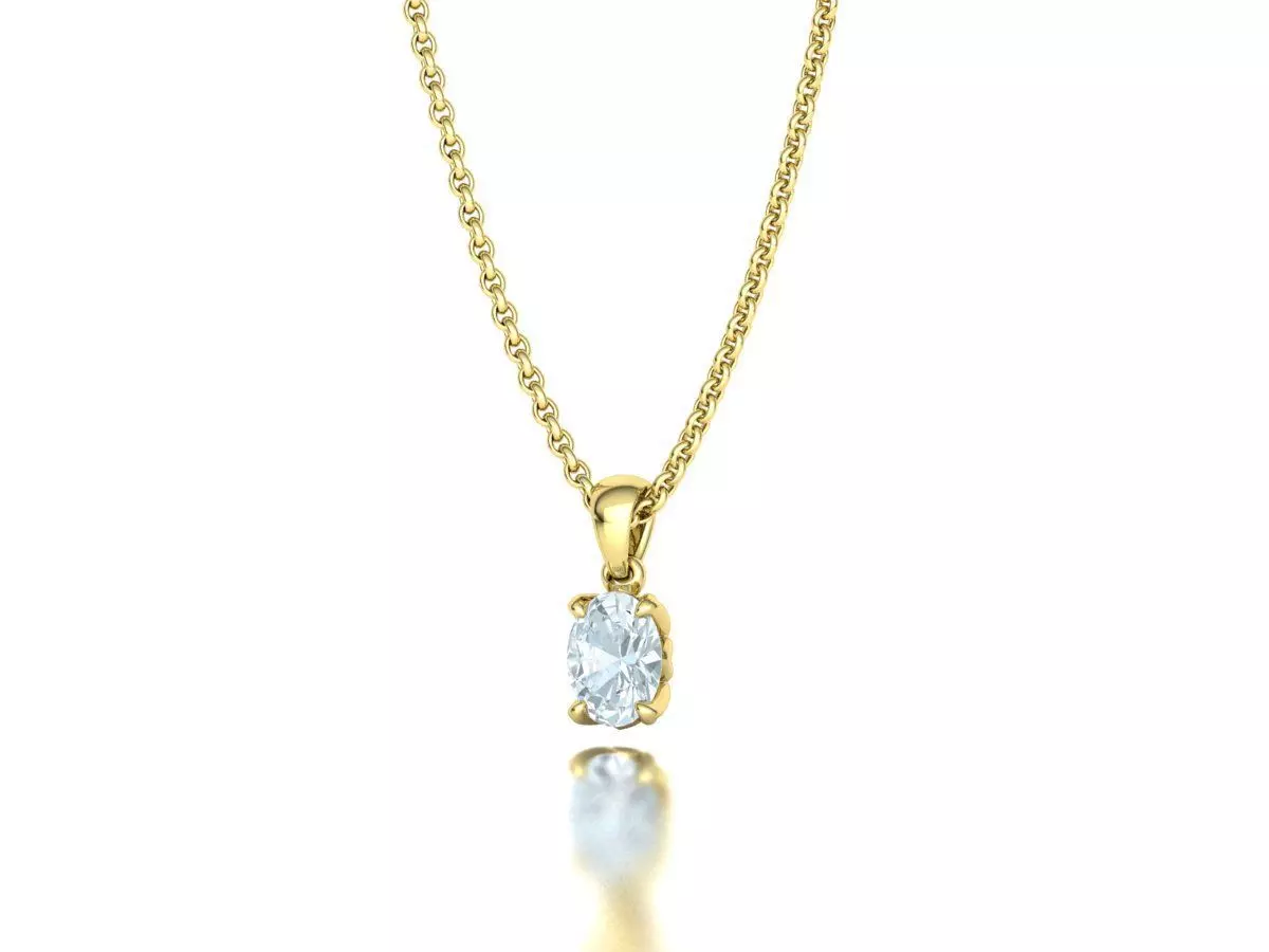 8x6 Oval Stone Pendant 1ct Oval Gem Delicate Necklace 3D print model_16