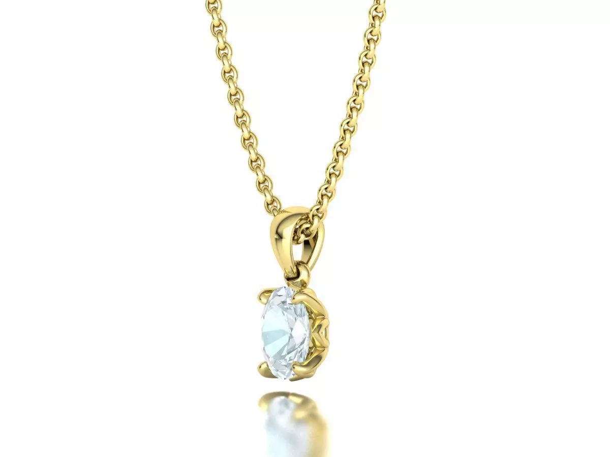 8x6 Oval Stone Pendant 1ct Oval Gem Delicate Necklace 3D print model_13