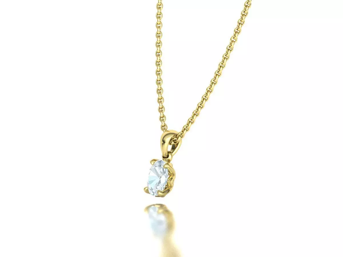 8x6 Oval Stone Pendant 1ct Oval Gem Delicate Necklace 3D print model_26