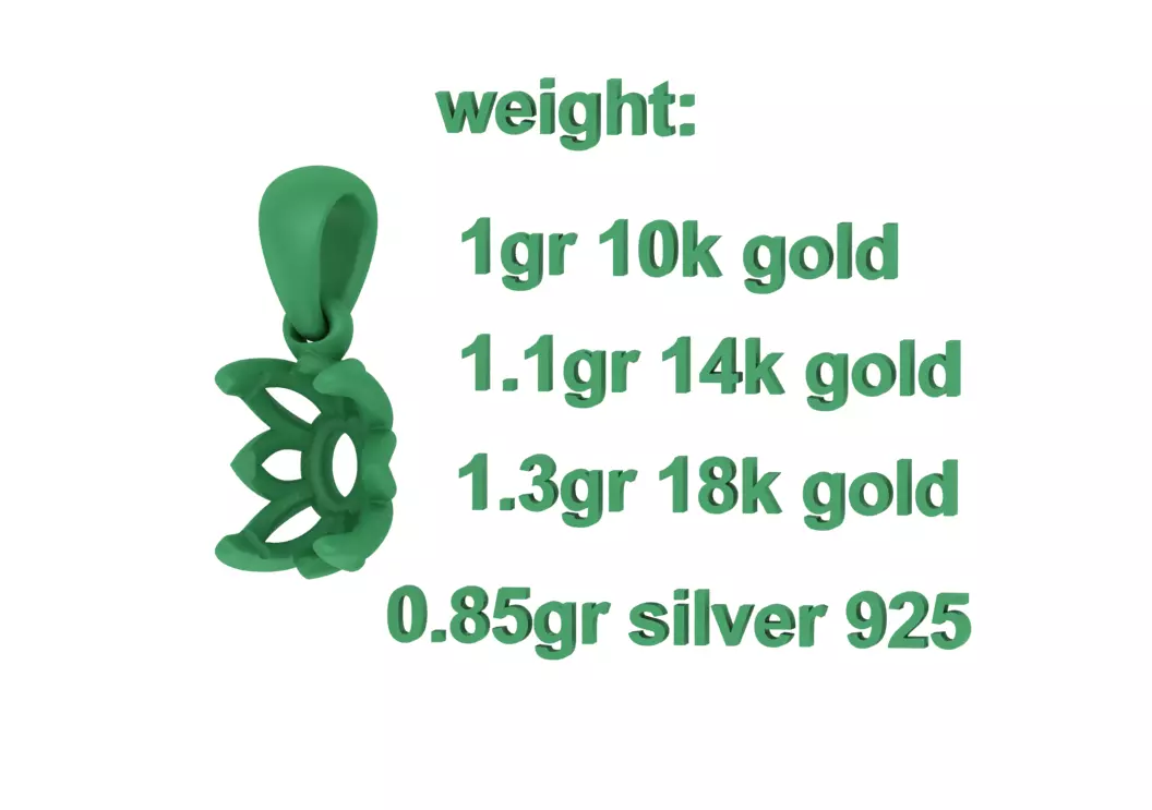 8x6 Oval Stone Pendant 1ct Oval Gem Delicate Necklace 3D print model_8