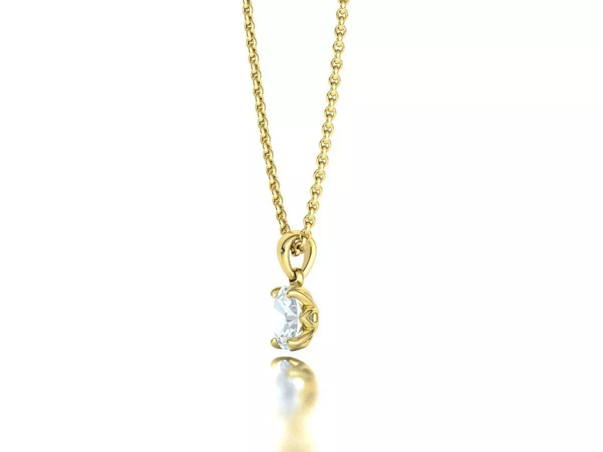 8x6 Oval Stone Pendant 1ct Oval Gem Delicate Necklace 3D print model_23