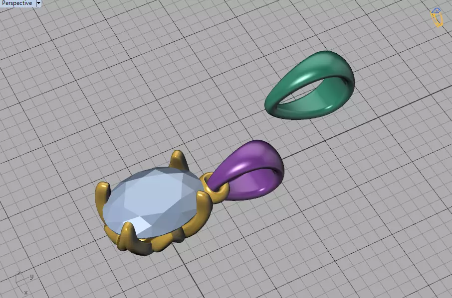 8x6 Oval Stone Pendant 1ct Oval Gem Delicate Necklace 3D print model_30