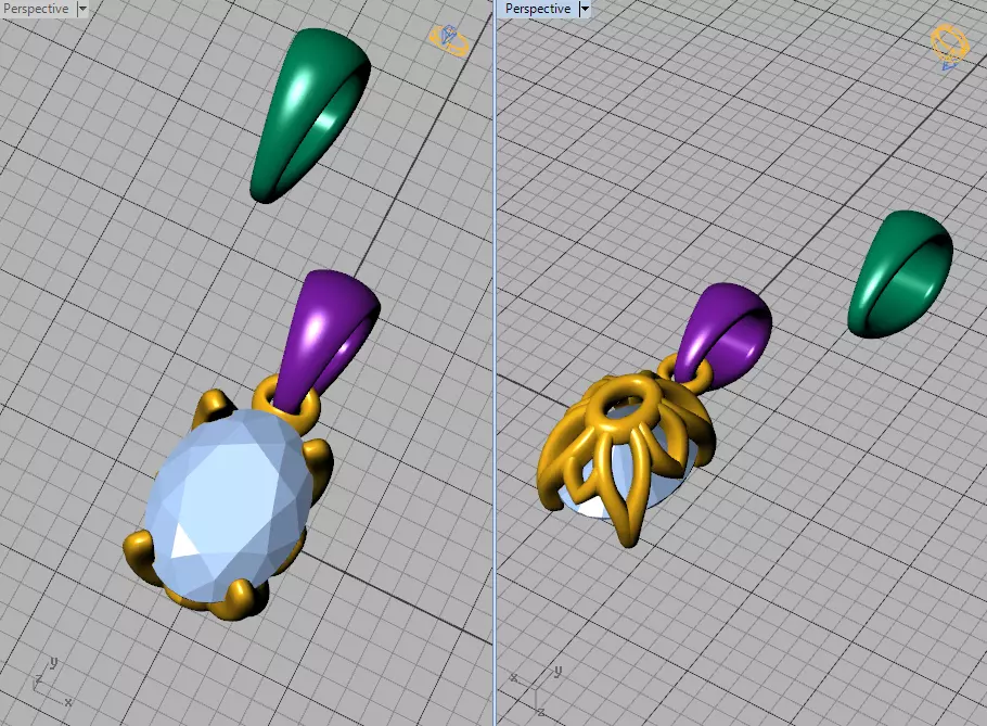 8x6 Oval Stone Pendant 1ct Oval Gem Delicate Necklace 3D print model_33