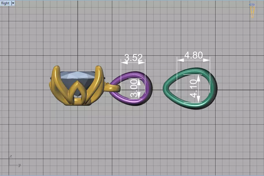 8x6 Oval Stone Pendant 1ct Oval Gem Delicate Necklace 3D print model_7