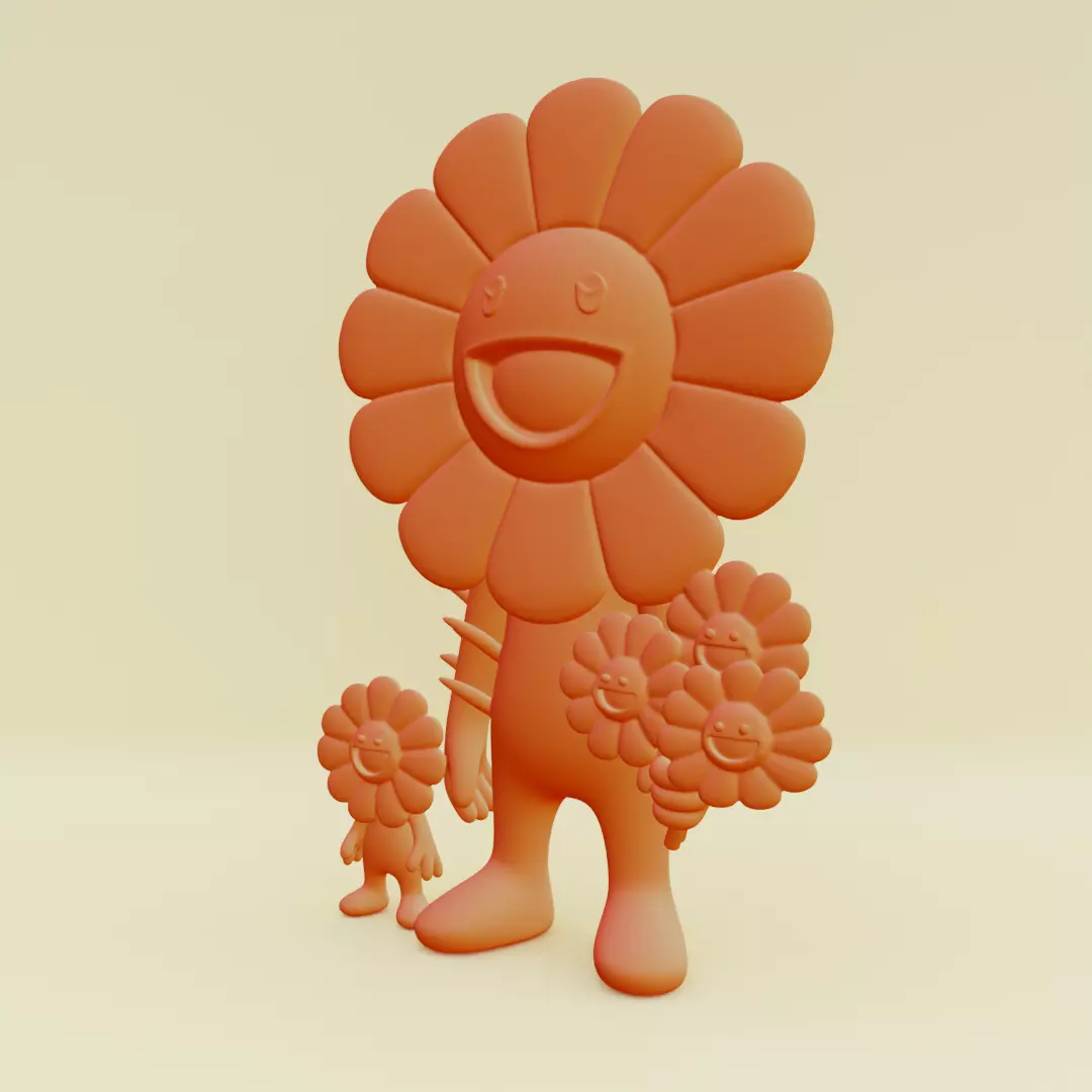 Takashi Murakami Smiling Flowers Family Collectible Printable 3D print model_2