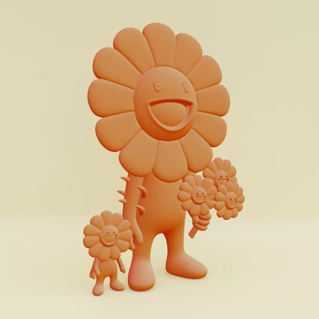 Takashi Murakami Smiling Flowers Family Collectible Printable 3D print model_12
