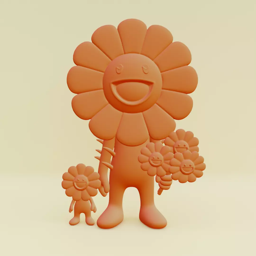 Takashi Murakami Smiling Flowers Family Collectible Printable 3D print model_1