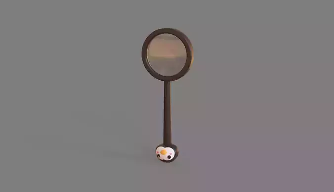 Penguin Magnifying Glass Low-poly 3D model