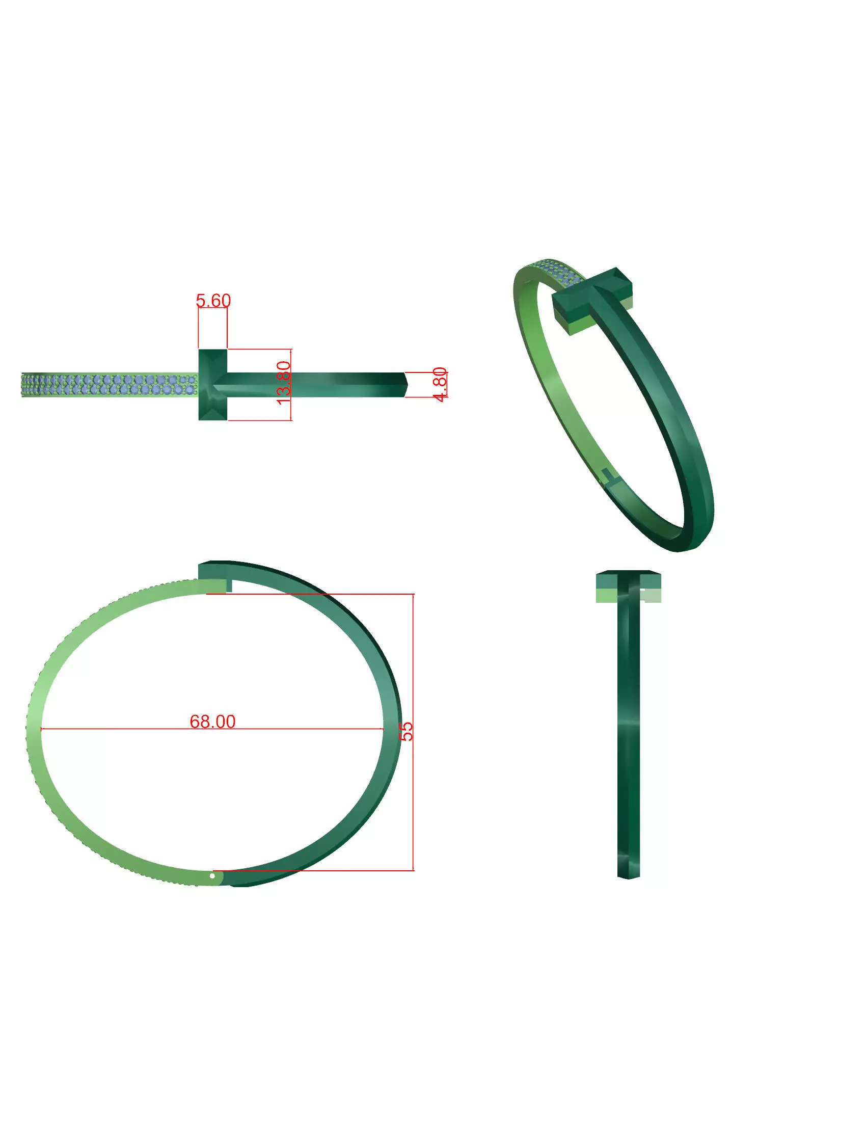 Tiffany bracelet with loch mechanism 3D print model_2