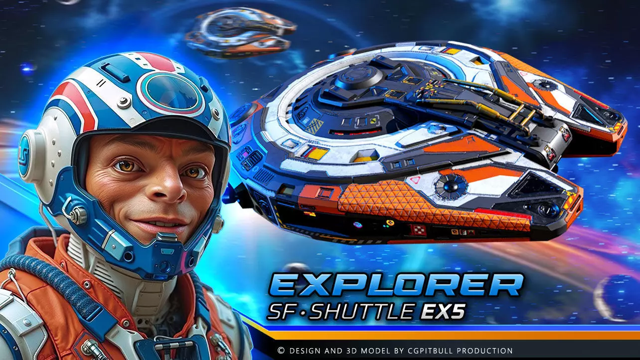 SF Shuttle - EX5 Low-poly 3D model_0