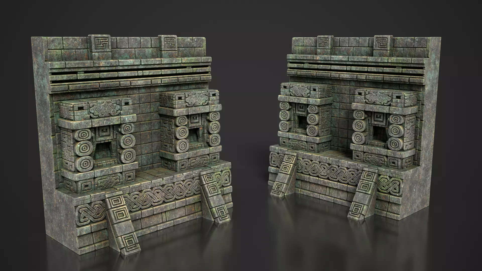 Mayan Temple Wall Modulars 09 250726 Low-poly 3D model_3
